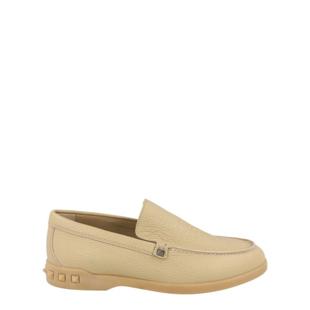 Valentino Leisure Flows Leather Loafers Beige Mens